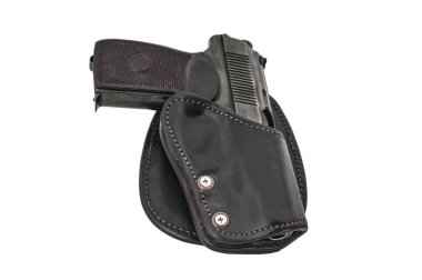 Tabanca ile deri tabanca kılıfı kalıplı. İzole