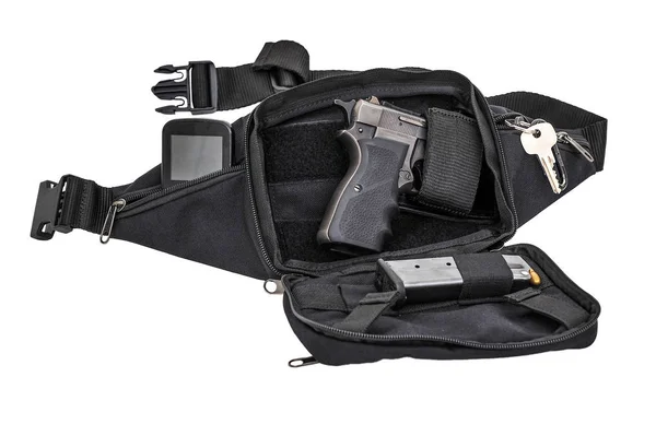 City tactical bag for concealed carrying weapons with a gun insi — Stock Photo, Image