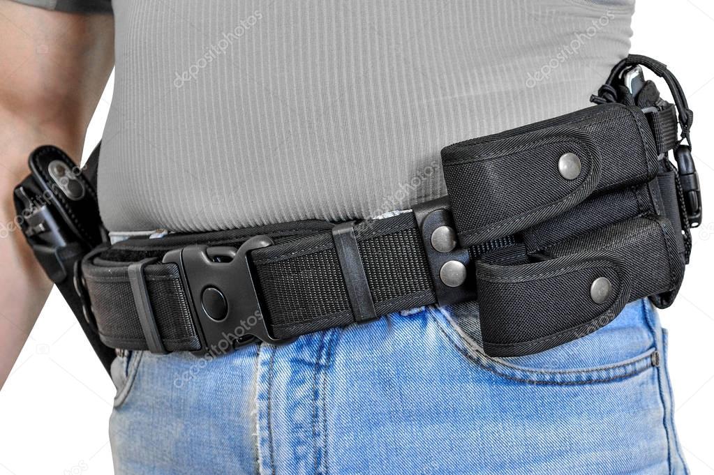 Military tactical belt with semi-automatic buckle for connection