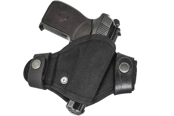 Handgun in the nylon holster. Isolated — Stock Photo, Image