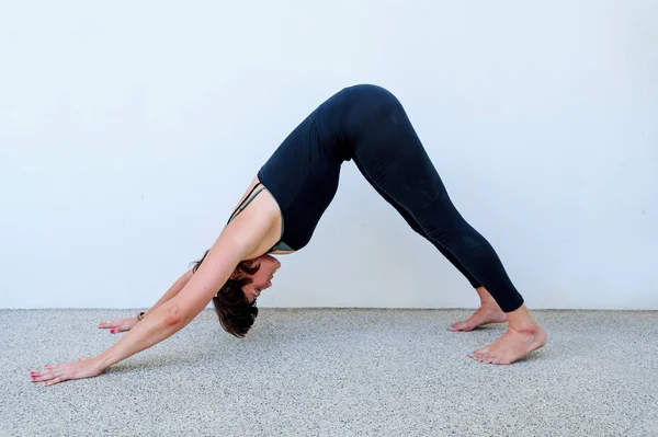 Yoga students showing different yoga poses — Stock Photo, Image