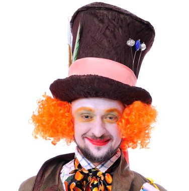 Mad Hatter's farklı yüz duygular. Yakın çekim portre