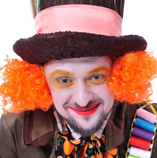 Mad Hatter's farklı yüz duygular. Yakın çekim portre gülümseyen ve animatör çeşitli tiyatro rolleri etrafında kandıramazsın. Sevimli gülümseme