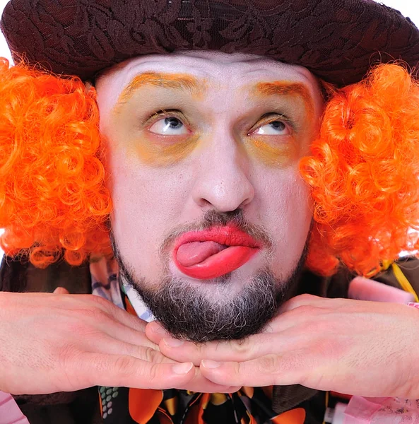 Mad Hatter's farklı yüz duygular. Yakın çekim portre gülümseyen ve animatör çeşitli tiyatro rolleri etrafında kandıramazsın. Dışarı dil