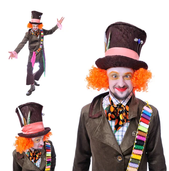 Fotoğraf kolaj. Mad Hatter's farklı yüz duygular. Dalga