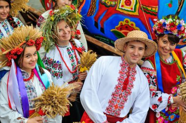 KIEV, UKRAINE - AUGUST 24: cossack in a straw hat and wonderful  clipart
