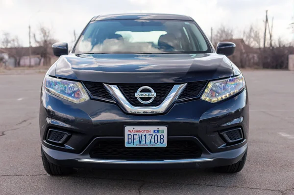 Washington DC, USA - February 29, 2020: Photo of black Nissan Rogue in the open air.