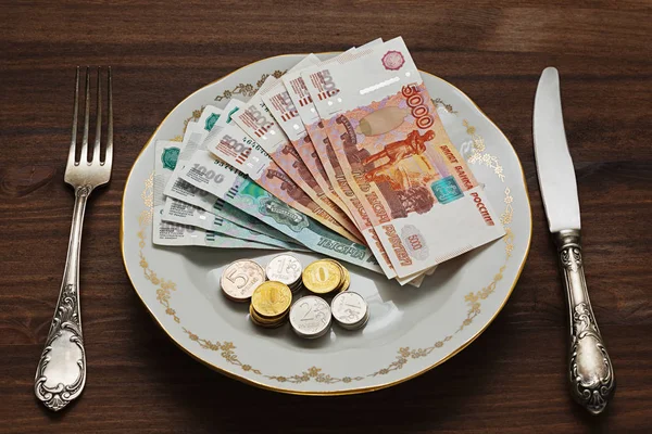 Vintage plaka üzerinde Rus parası