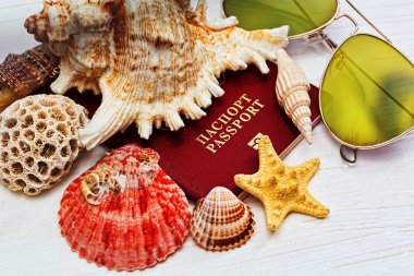 Rus pasaportu bt deniz kabukları kaplı