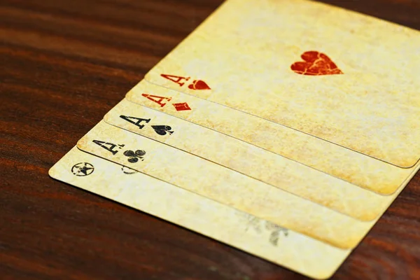 Five of a kind aces poker combination — Stock Photo, Image