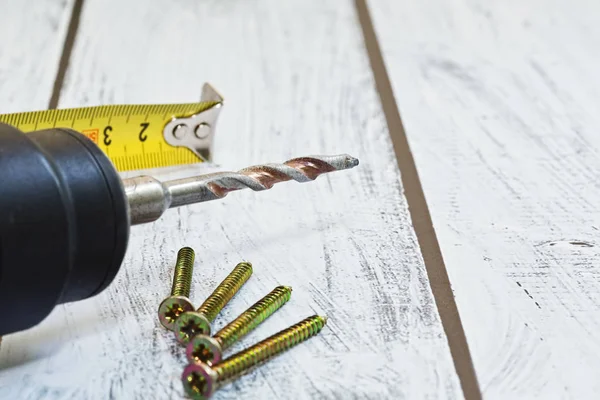 Drilling machine and accessories — Stock Photo, Image