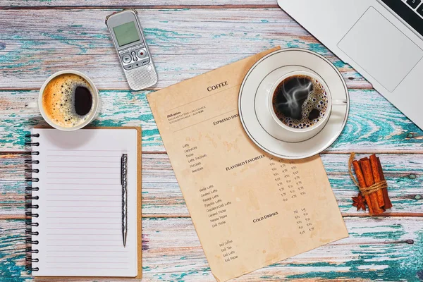 Entrevista en la cafetería concepto vista superior — Foto de Stock