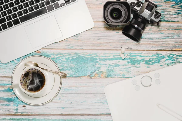 Hipster fotoğrafçı ve blogger çalışma alanı