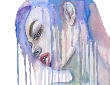 Sulu Boya güzel genç model 