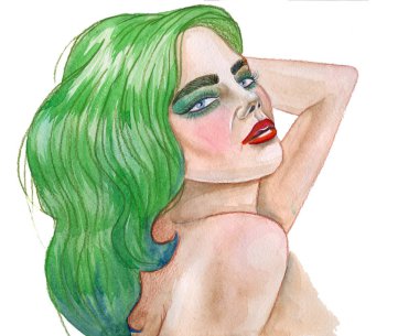 yeşil saçlı güzel model