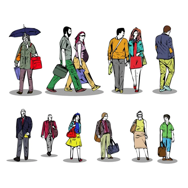 Illustrazione di persone astratte che camminano su uno sfondo bianco — Foto Stock