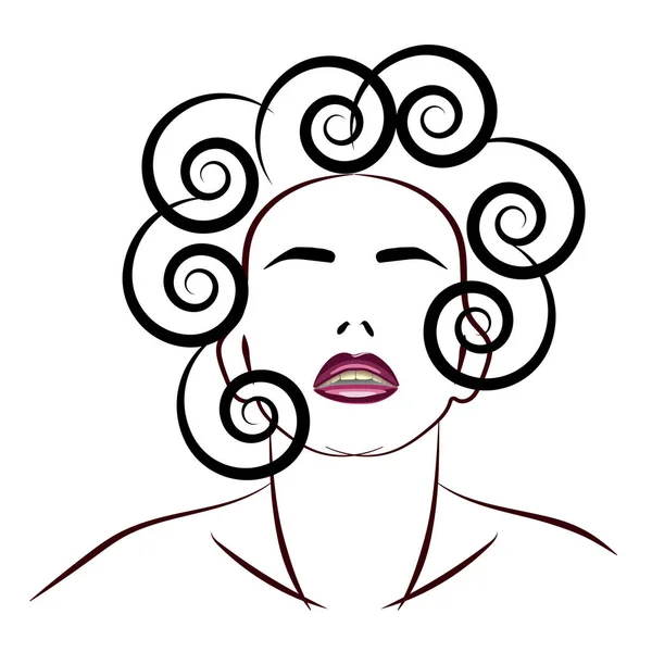 Siluet kızlar saç modeli logo tasarlamak vektör çizim — Stok fotoğraf