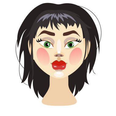 Vektör resimli kız esmer peruk