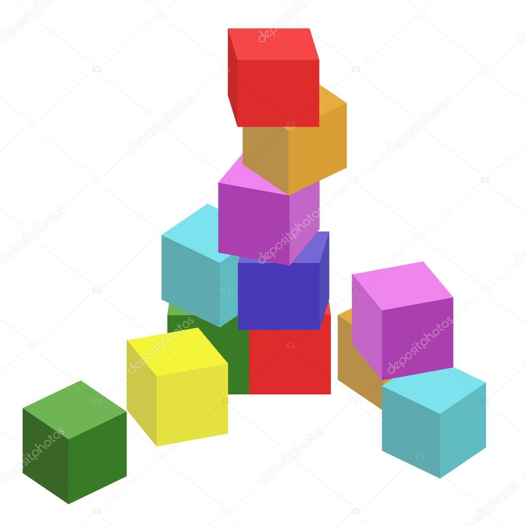 vector illustration of children toys, cubes