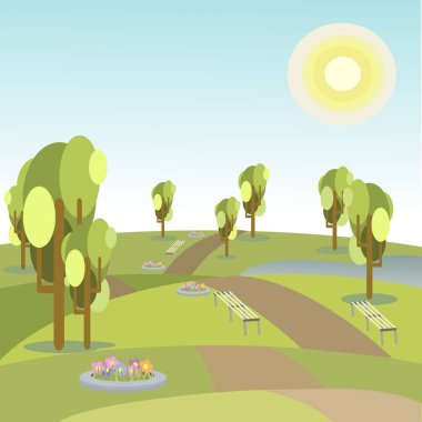 illüstrasyon vektör parkı açık ve kapalı
