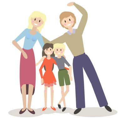 Beyaz şirin bir aile vektör çizim