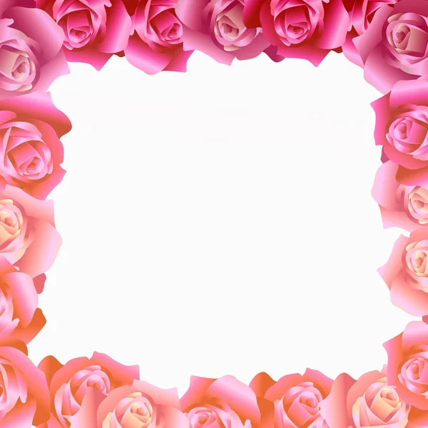 白色背景的玫瑰花束的框架插图 — 图库照片