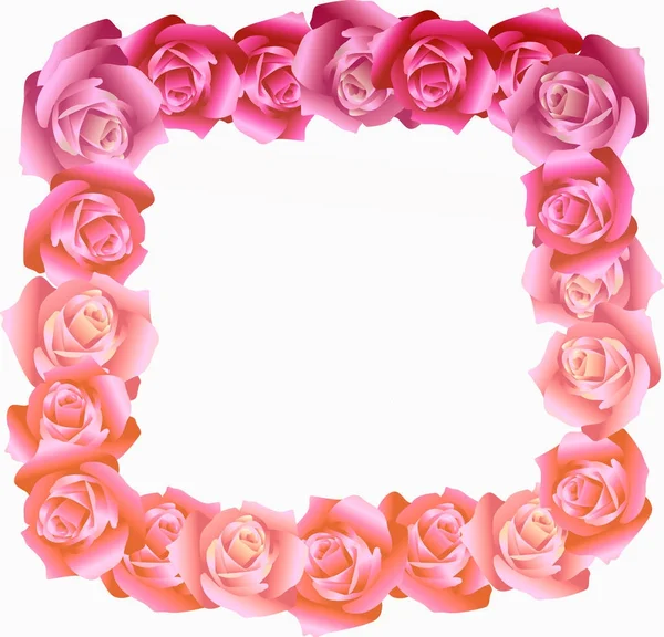 Illustration Frame Made Bouquet Roses White Background — Stock Photo, Image