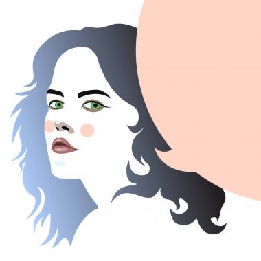 güzel saç soyut portre bir kızla vektör çizim