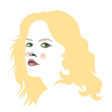 güzel saç soyut portre bir kızla vektör çizim
