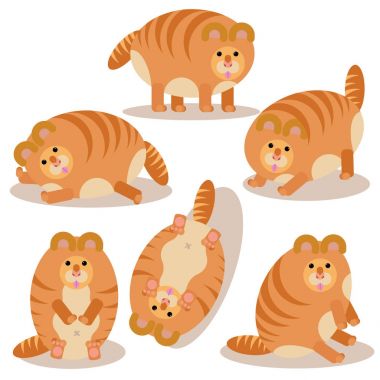 Beyaz arka planda çalýþmasýný farklı pozlar kedi vektör çizim