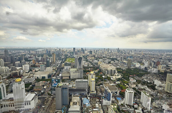 Top view city skyscrapers street, Bangkok , Thailand