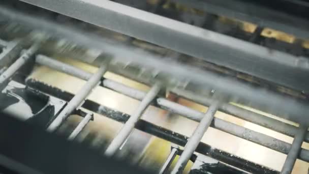 Close up of industrial printer making advertisement posters — Stock Video