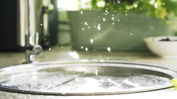 Woman washing green at home — Stock Video