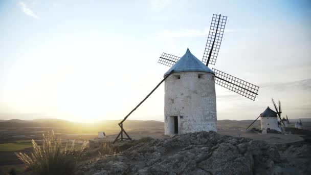 Πανοραμική άποψη της Consuegra, Τολέδο, Καστίλλη Λα Μάντσα, Ισπανία — Αρχείο Βίντεο