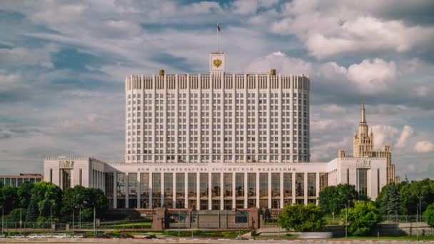 Stadt Moskau. White House Building, Zeitraffer. Russische politische Elite. — Stockvideo