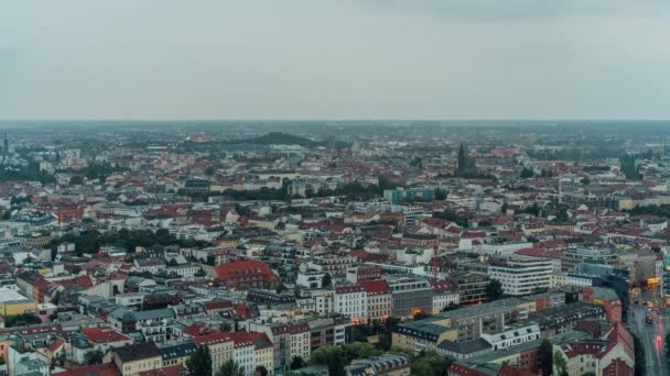 Time lapse panoramic view on Berlin from 37th floor at dusk. From Alexanderplatz toward south - western Berlin. — Stock Video