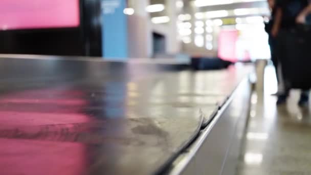 空港のベルトコンベアから自分の荷物を取って認識できない人々 — ストック動画