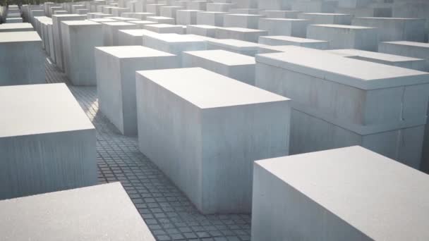 Berlín - 21. srpna: reálném čase pan záběr památník holocaustu, zblízka — Stock video