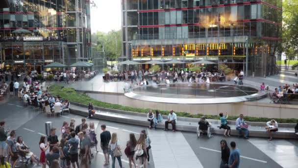 BERLIN - AUG 21: Real time locked down shot of Potsdamer Platz, people — Stock Video