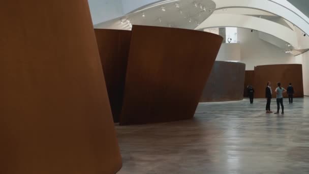 Handholed shot of The Matter of Time by Richard Serra, Spain — стокове відео