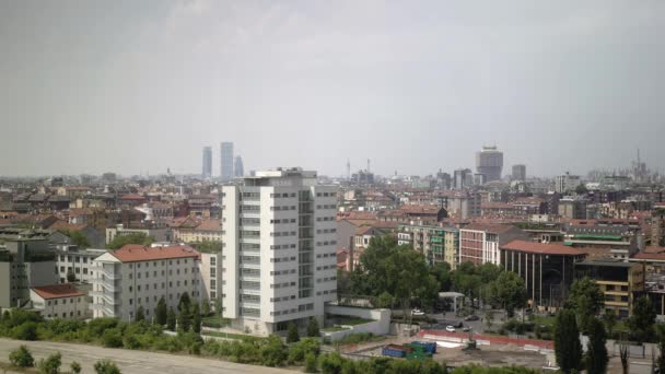 Gimbal shot of Milano panorama Italy landscape in summer time — 비디오