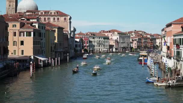 VENICE, ITALY - JUNE 2019: Gimbal shot of Grand Canal of Venice in Italy in summer day — 비디오