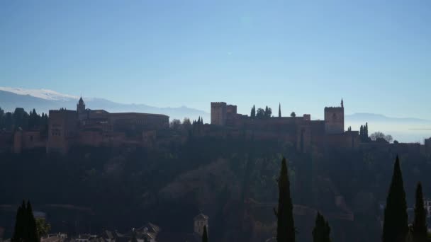 Gimbal de castillos en Granada por la noche — Vídeos de Stock