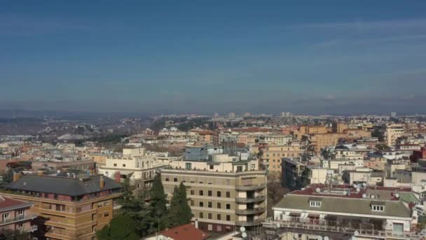 Aerial view of residential district of Rome, Italy. Tilt up panoramic shot. — Stockvideo