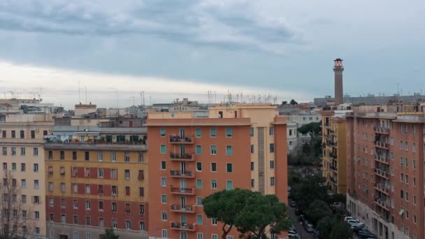 Aerial view of residential district of Rome, Italy. Tilt up panoramic shot. — Stock Video