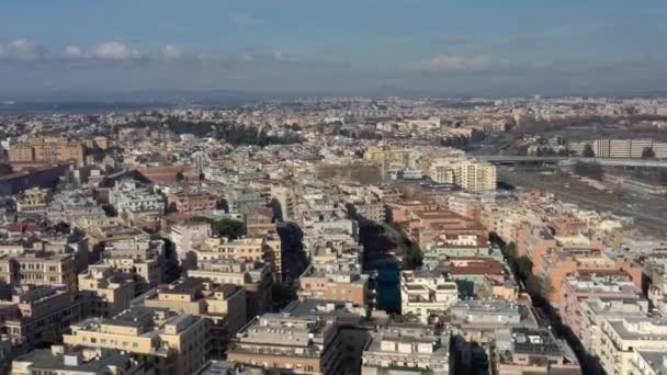 Aerial view of residential district of Rome, Italy. Tilt up panoramic shot. — Wideo stockowe