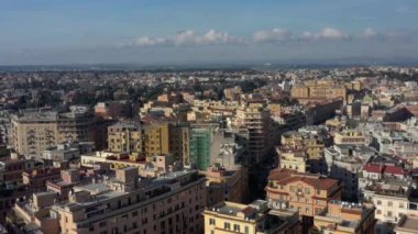 Aerial view of residential district of Rome, Italy. Tilt up panoramic shot.