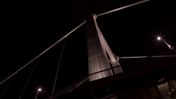 Plan panoramique de gauche à droite de la flèche supérieure du pont Elisabeth à Budapest — Video