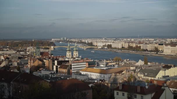 Gimbal shot of Budapest cityscape shot from above — 비디오