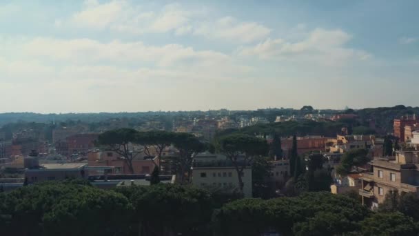 Aerial view of residential district of Rome, Italy. Tilt up panoramic shot. — ストック動画